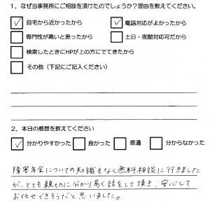 お客様の声　東大阪市ADHD
